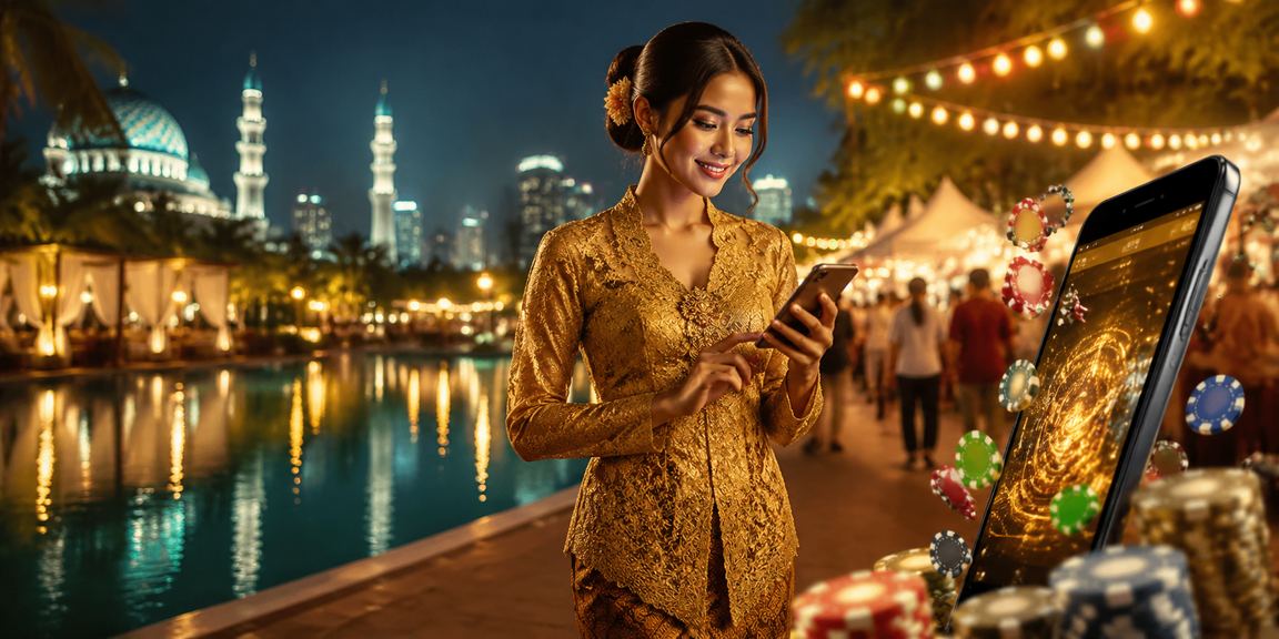 Pengguna Selangor menikmati kasino mudah alih 14400 dengan pakaian kebaya dalam suasana Malaysia yang mesra